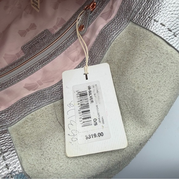 Ted Baker Silver Leather Shoulder Bag Pink Bow Lining main image 13